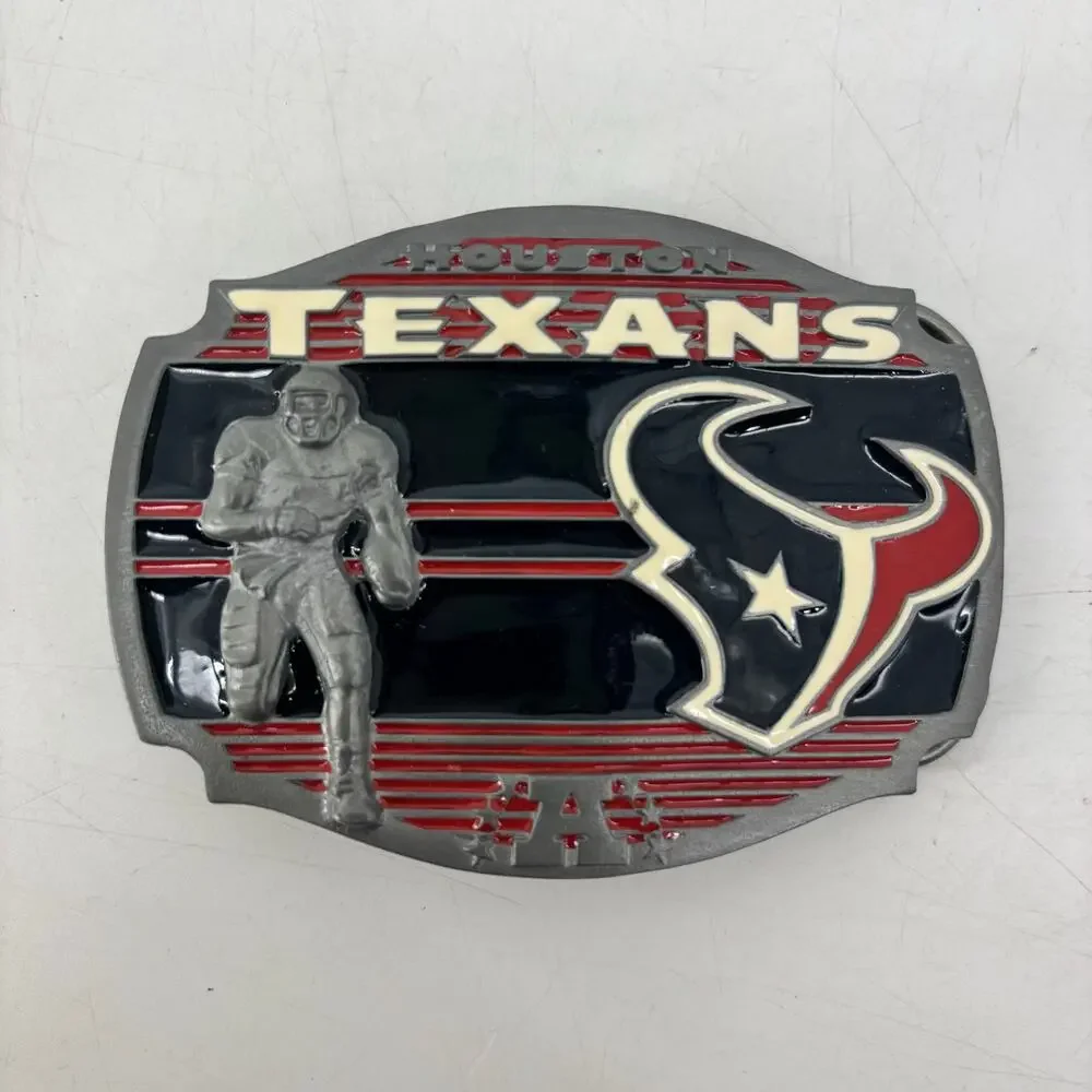 Houston Texans Belt Buckle Pewter Enamel 2008 Football Red White Blue